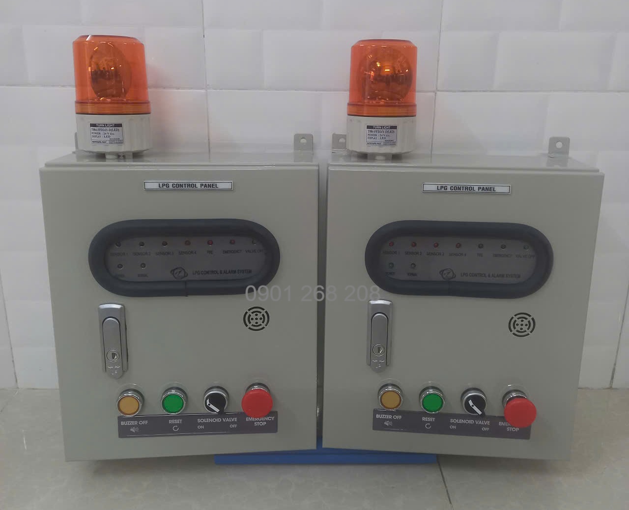Tủ báo rò gas việt nam kết nối 4 đầu dò phòng nổ Shinwoo và van điện từ